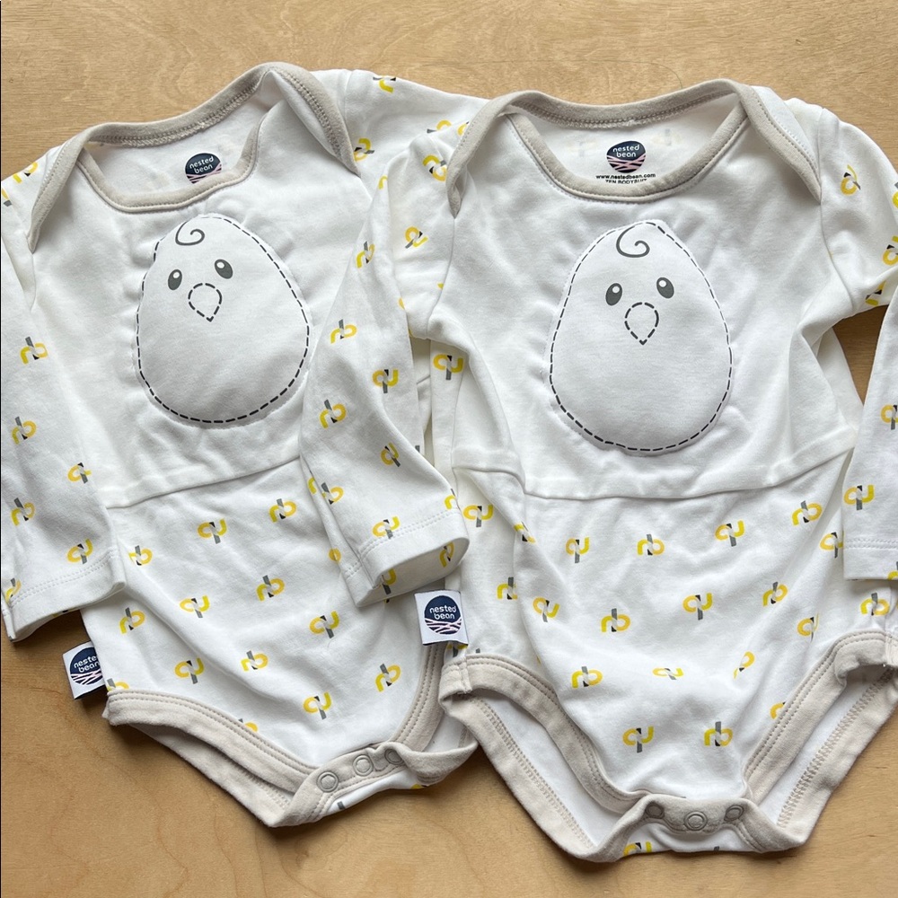 Nested Bean 6-9 Month Bodysuits Adorable Baby Onesies with Chick Design